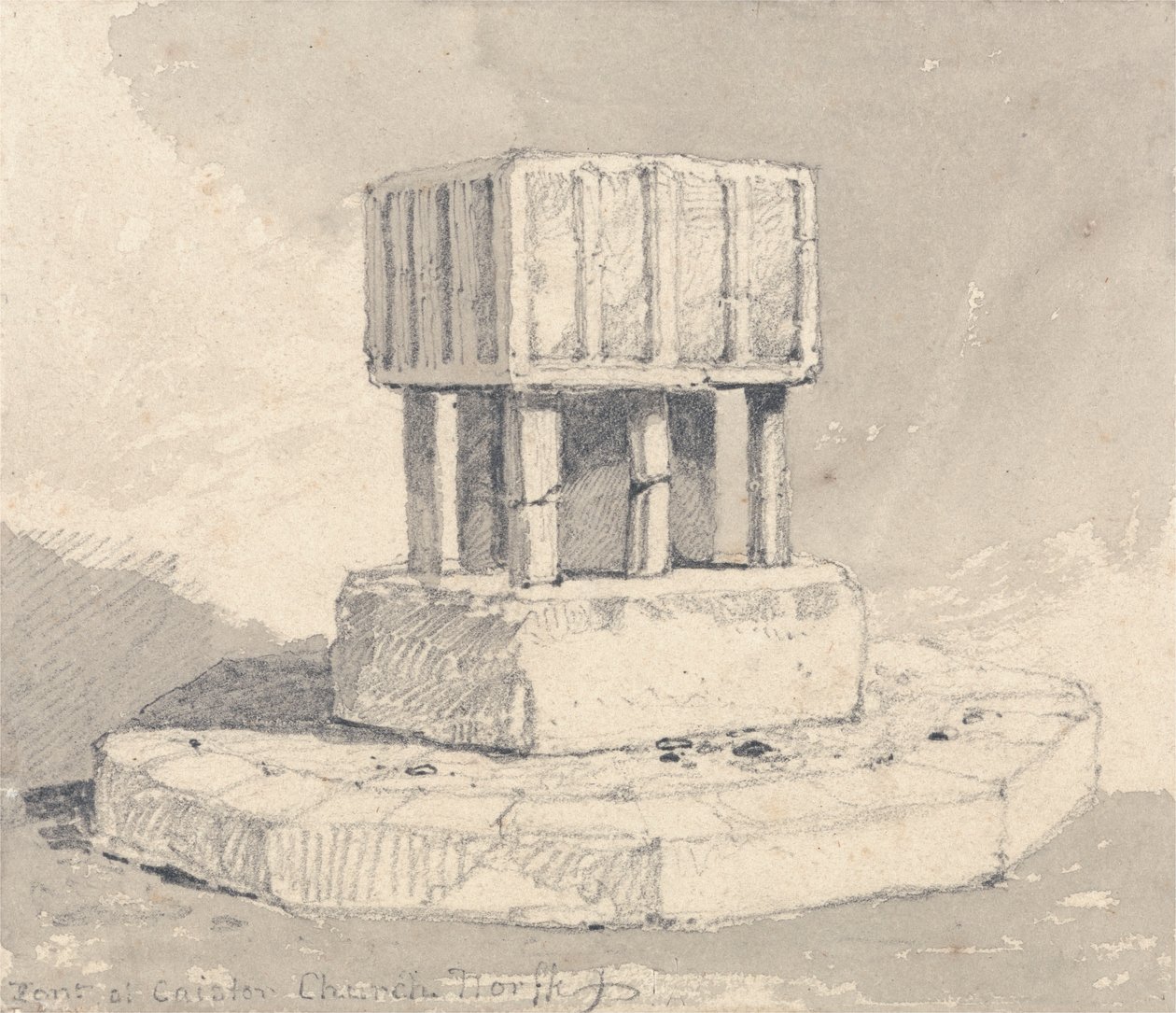 Font ved Caister Church, Norfolk av John Sell Cotman