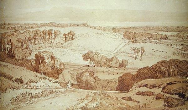 Fransk landskap (akvarell på papir) av John Sell Cotman