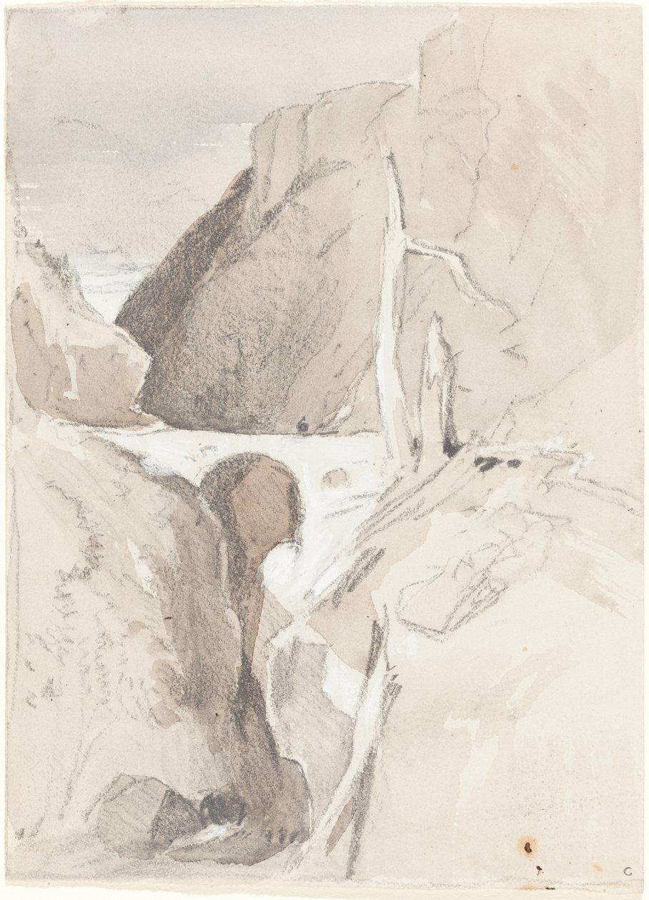 Kløft med trestubber av John Sell Cotman