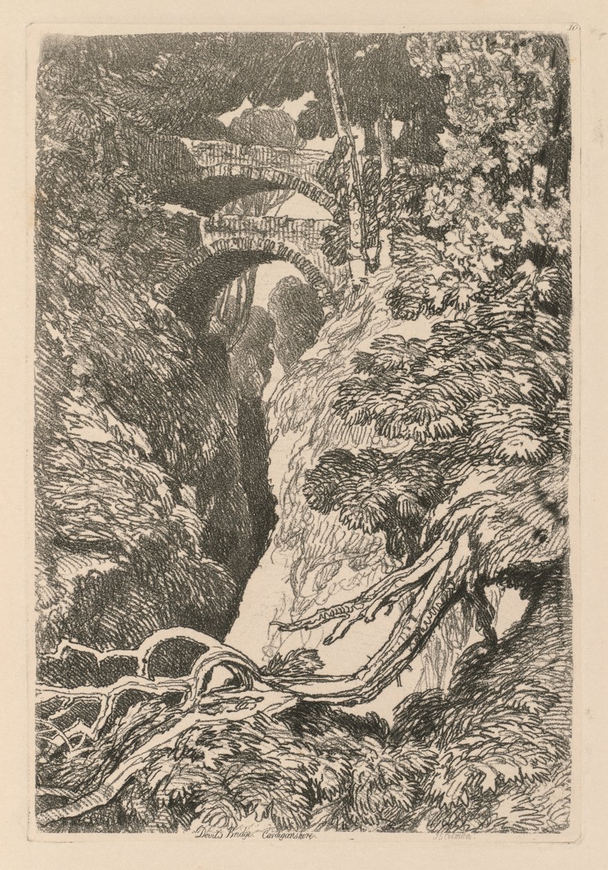 Liber Studiorum: Plate 10, The Devils Bridge, Cardinganshire, 1838. av John Sell Cotman