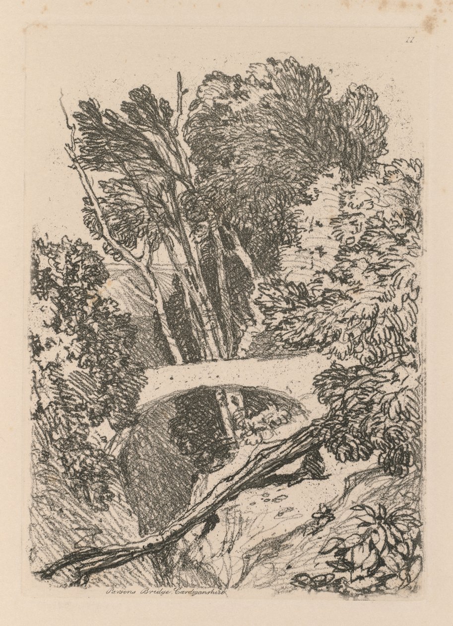 Liber Studiorum: Plate 11: Parsons Bridge, Cardingshire, 1838 av John Sell Cotman