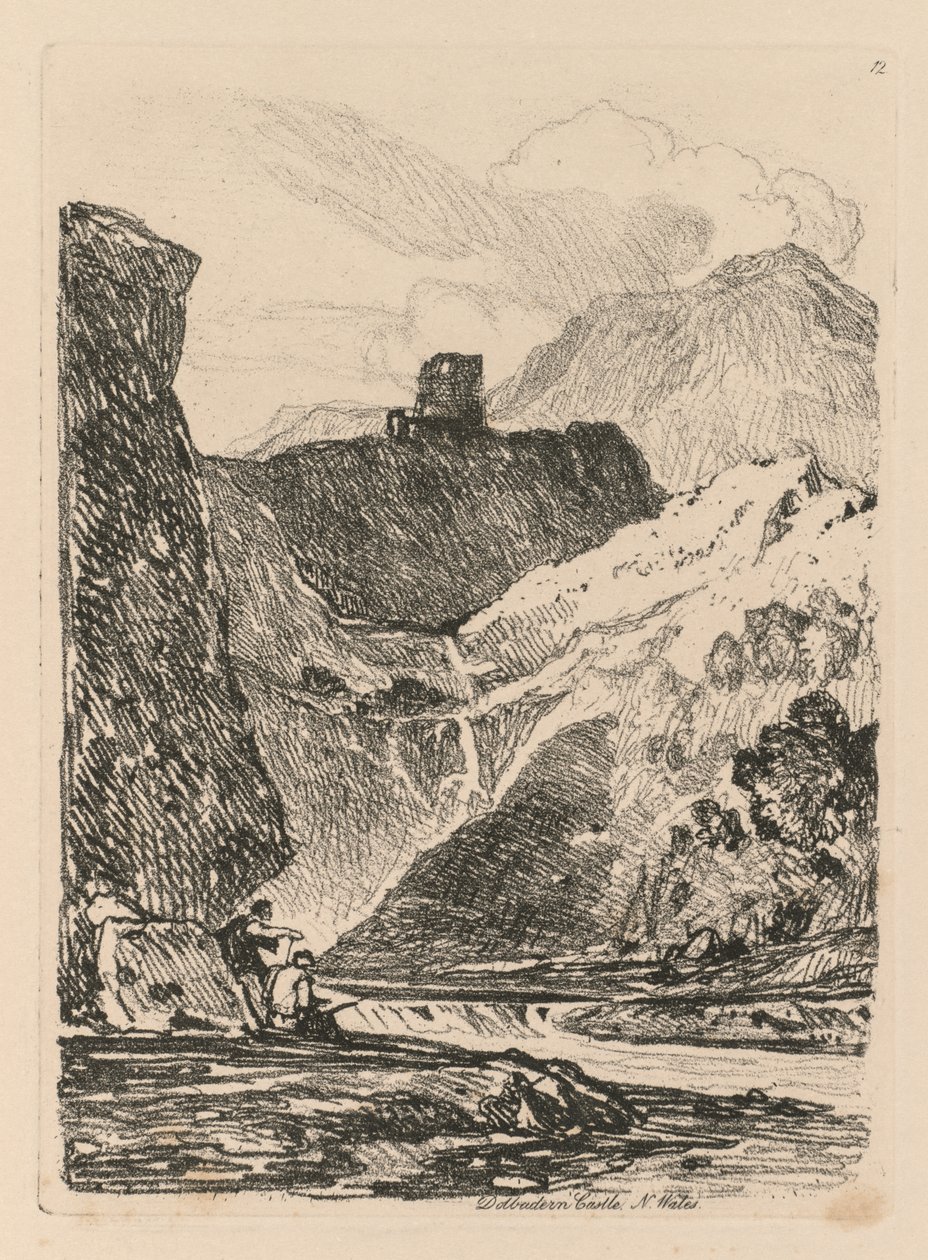 Liber Studiorum: Plate 12, Dolbadern Castle, Llanberris Lake, Nord-Wales, 1838. av John Sell Cotman