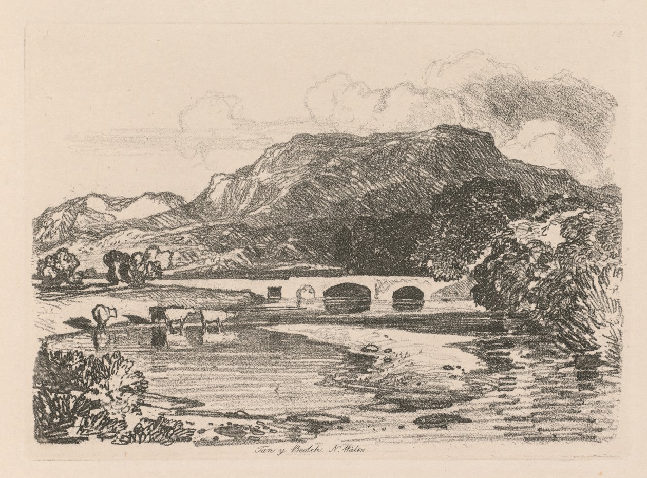 Studiebok: Plate 14, Tan-y-Bwlch, Merionethshire, Nord-Wales av John Sell Cotman