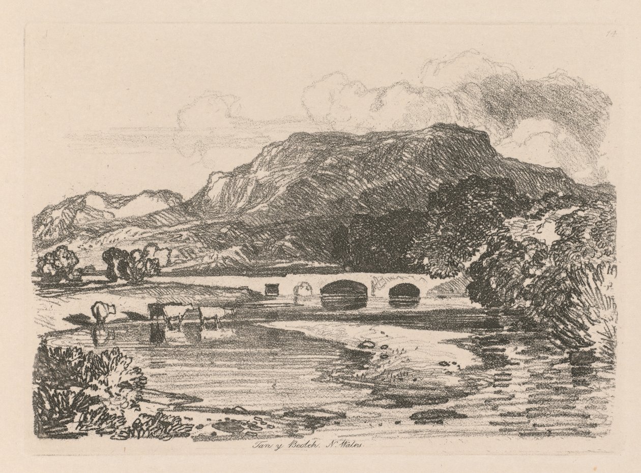 Studiebok: Plate 14, Tan-y-Bwlch, Merionethshire, Nord-Wales, 1838 av John Sell Cotman