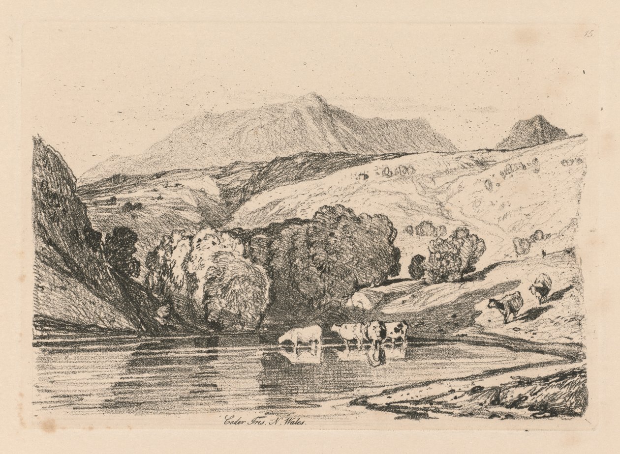 Studiebok: Plate 15, Cader Iris, Nord-Wales av John Sell Cotman
