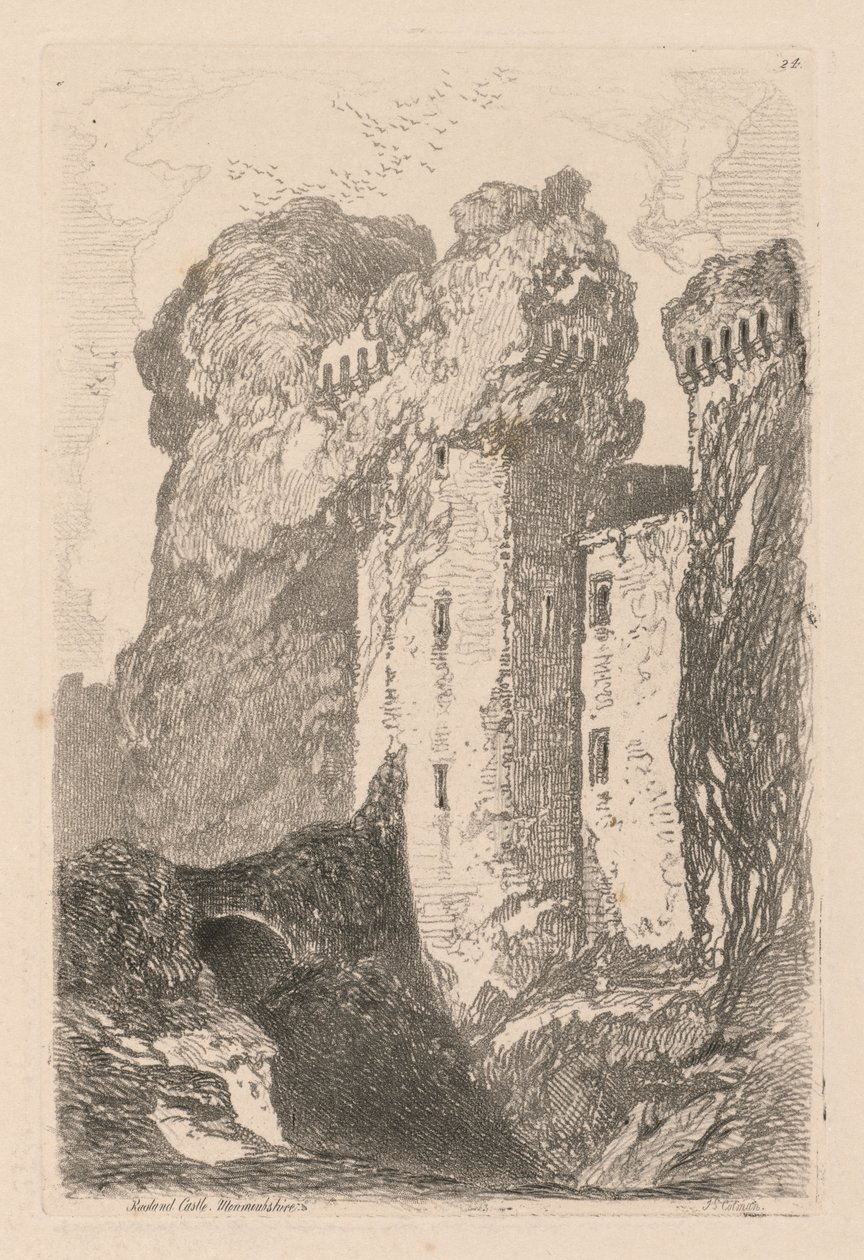 Liber Studiorum: Plate 24, Ragland Castle, Monmouthshire av John Sell Cotman