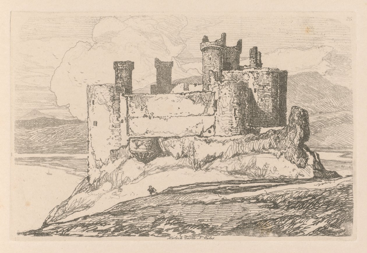 Studiebok: Plate 25, Harlech Castle, N. Wales av John Sell Cotman
