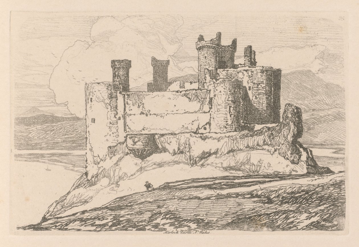 Liber Studiorum: Plate 25, Harlech Castle, N. Wales, 1838 av John Sell Cotman