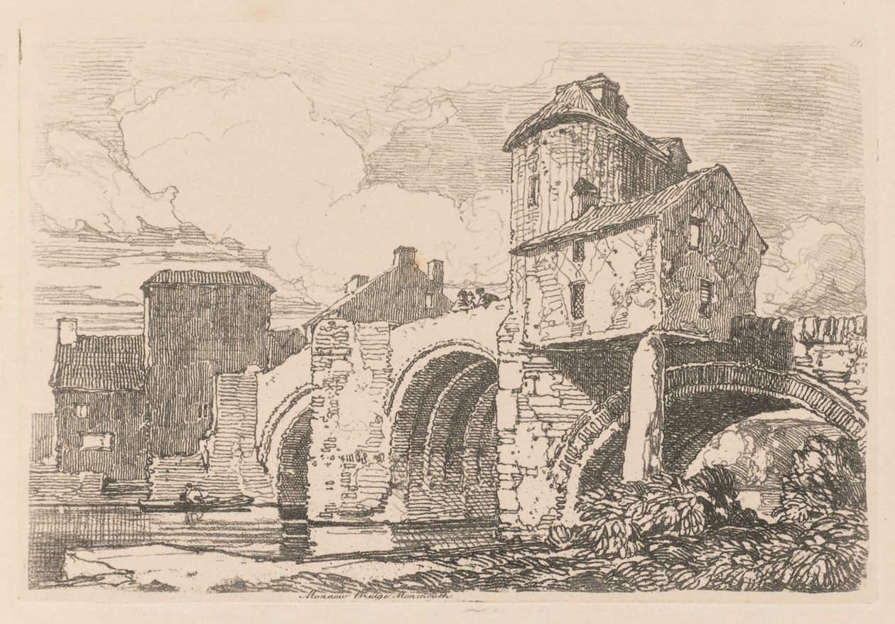 Liber Studiorum: Plate 26, Monnow Bridge, Monmouthshire, 1838. av John Sell Cotman