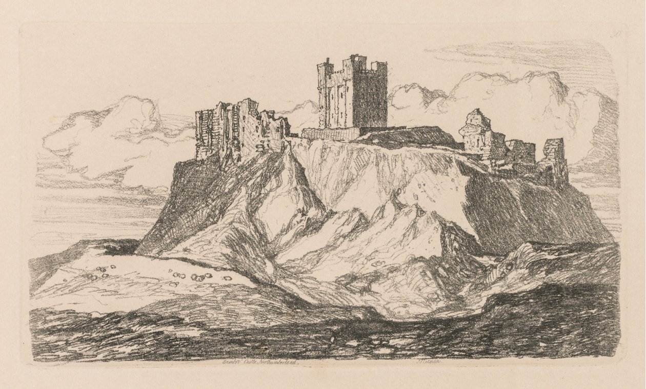 Studiebok: Plate 30, Bambro Castle, Northumberland, 1838 av John Sell Cotman