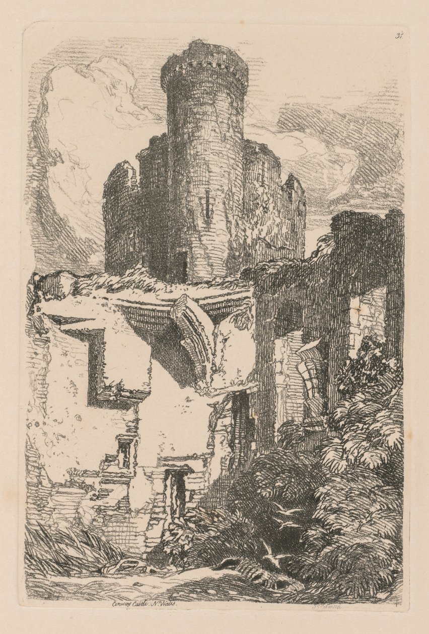 Studiebok: Plate 31, Conway Castle, N. Wales, 1838 av John Sell Cotman
