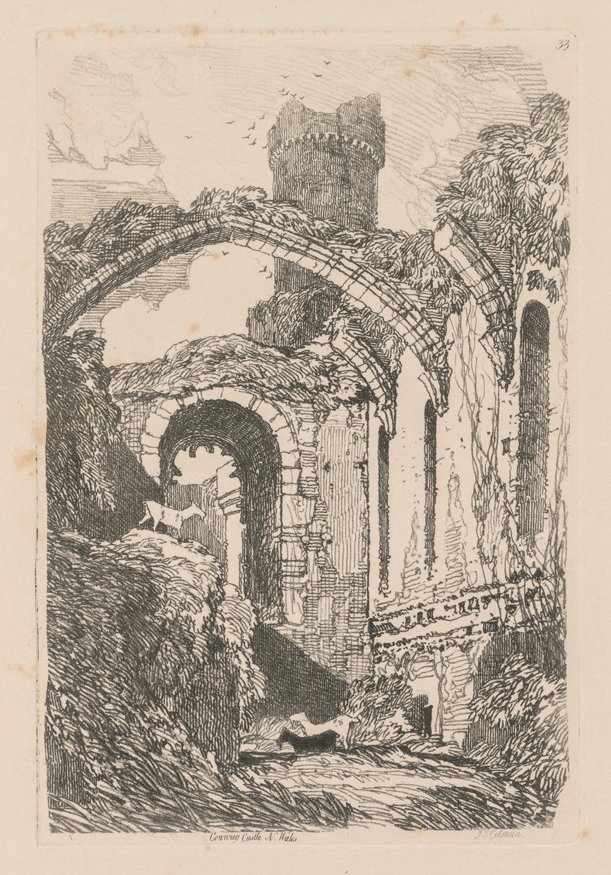 Studiebok: Plate 33, Conway Castle, N. Wales, 1838 av John Sell Cotman