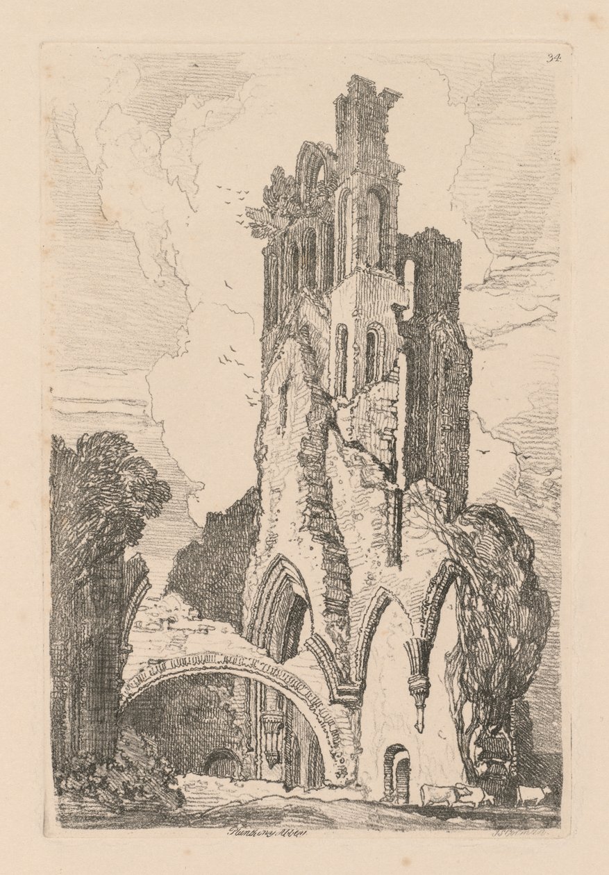 Liber Studiorum: Plate 34, Llanathony Abbey, Monmouthshire, 1838 av John Sell Cotman