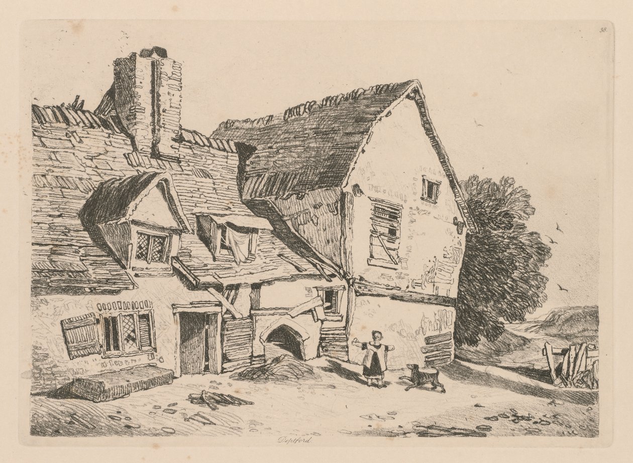 Liber Studiorum: Plate 38, View at Deptford av John Sell Cotman