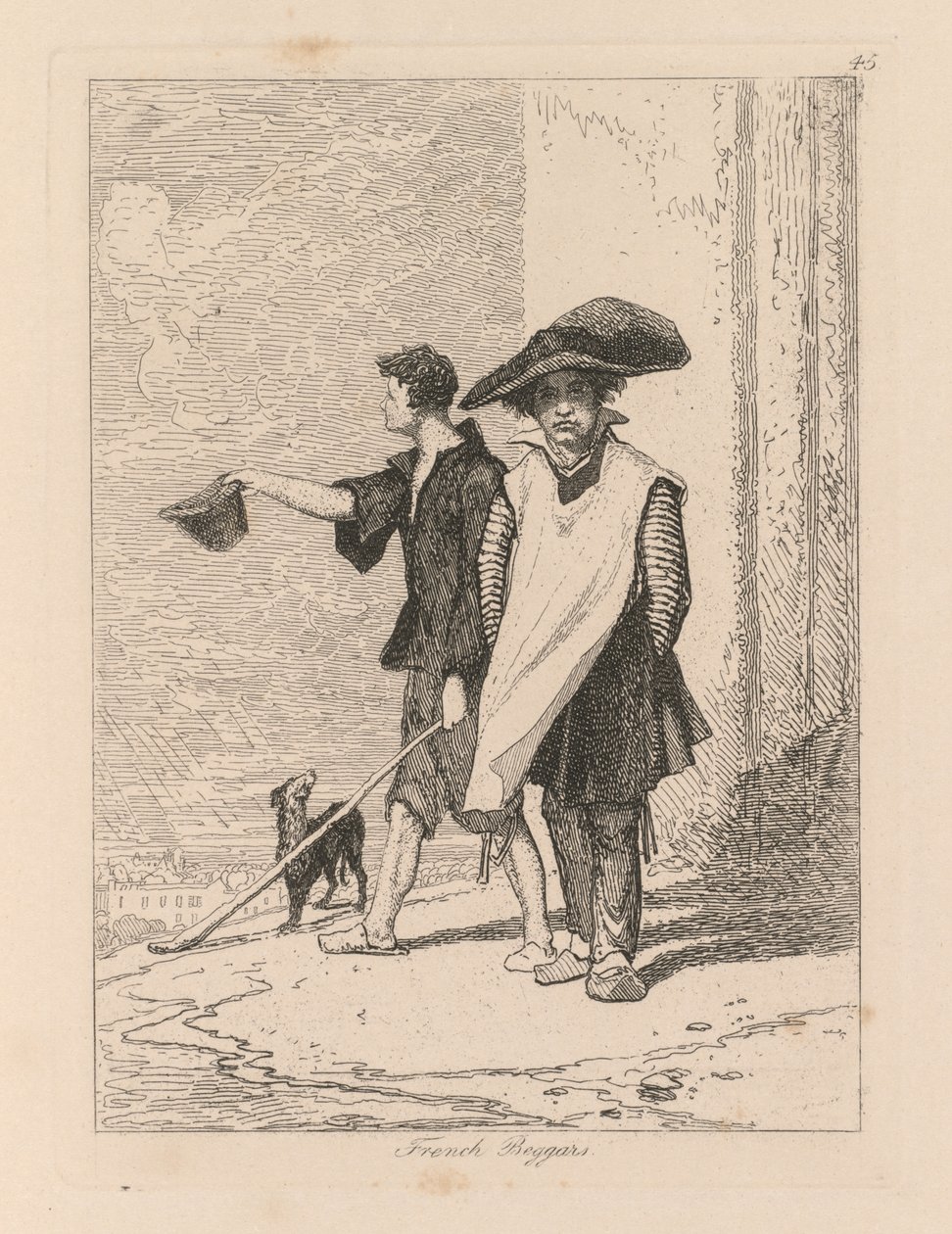 Liber Studiorum: Plate 45, franske tiggere av John Sell Cotman