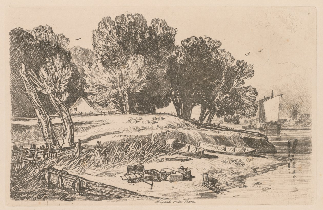 Liber Studiorum: Plate 8, Millbank på Themsen av John Sell Cotman