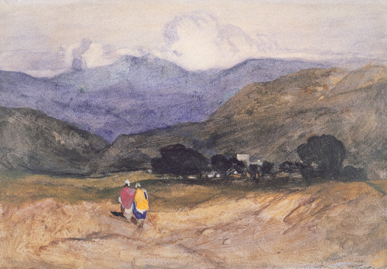 Fjelllandskap med figurer (akvarell og gouache på papir) av John Sell Cotman