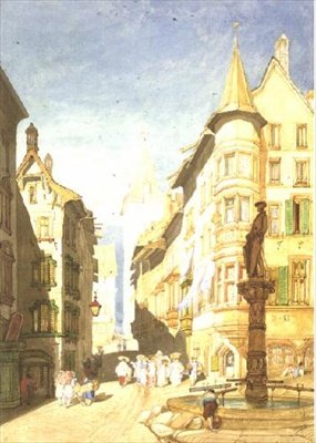 No.0944 Schaffhausen, ca. 1820-30 (akvarell og blyant på papir) av John Sell Cotman