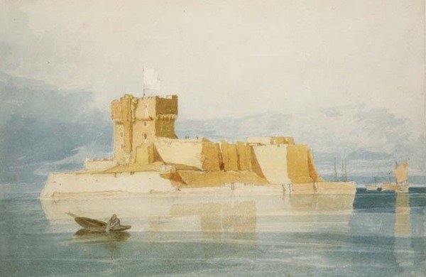 No.1477 Fort St. Marcouf, nær Quineville, i Rade de la Hougue, Normandie av John Sell Cotman