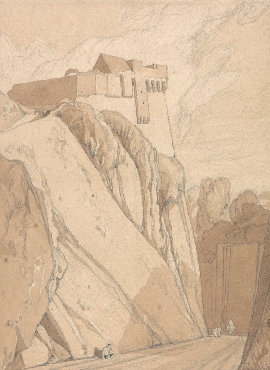 En del av de gamle festningsverkene i Saint Lo, Normandie av John Sell Cotman