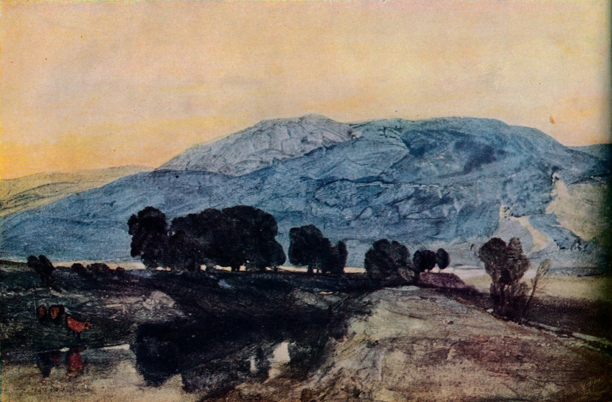 Steinete landskap, solnedgang, c1800-tallet av John Sell Cotman