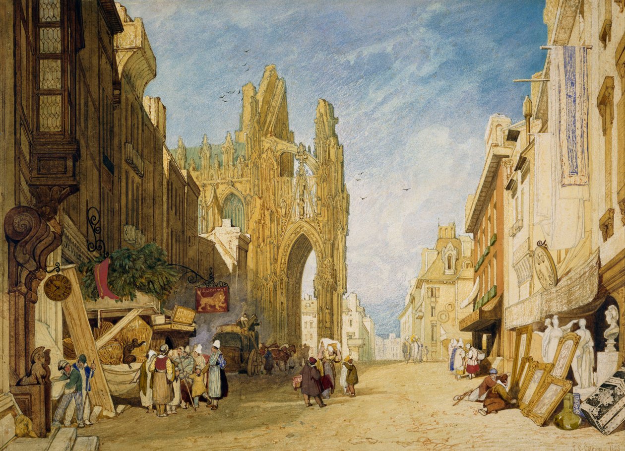 Gatescene i Alencon, Normandie av John Sell Cotman