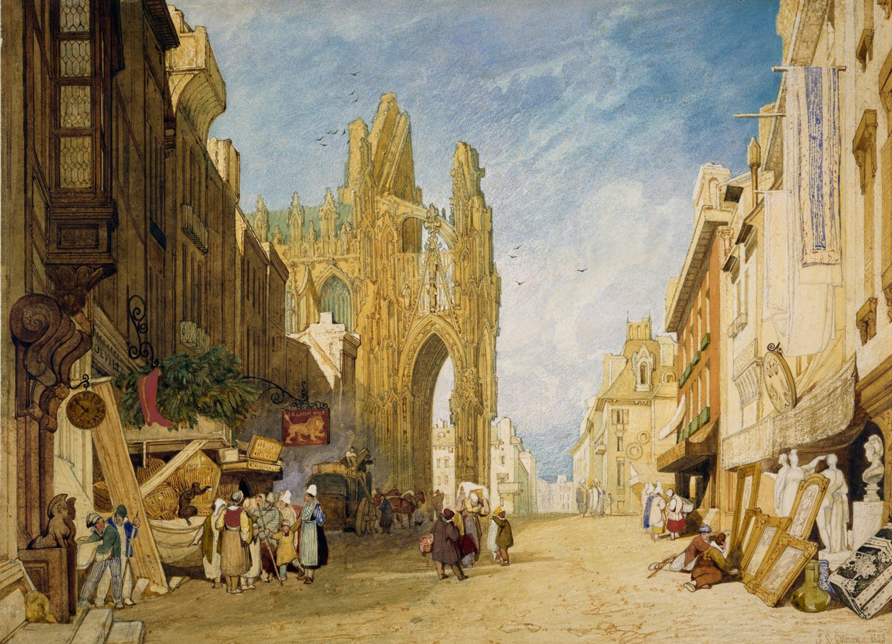 Gatescene i Alencon, Normandie, 1828 av John Sell Cotman