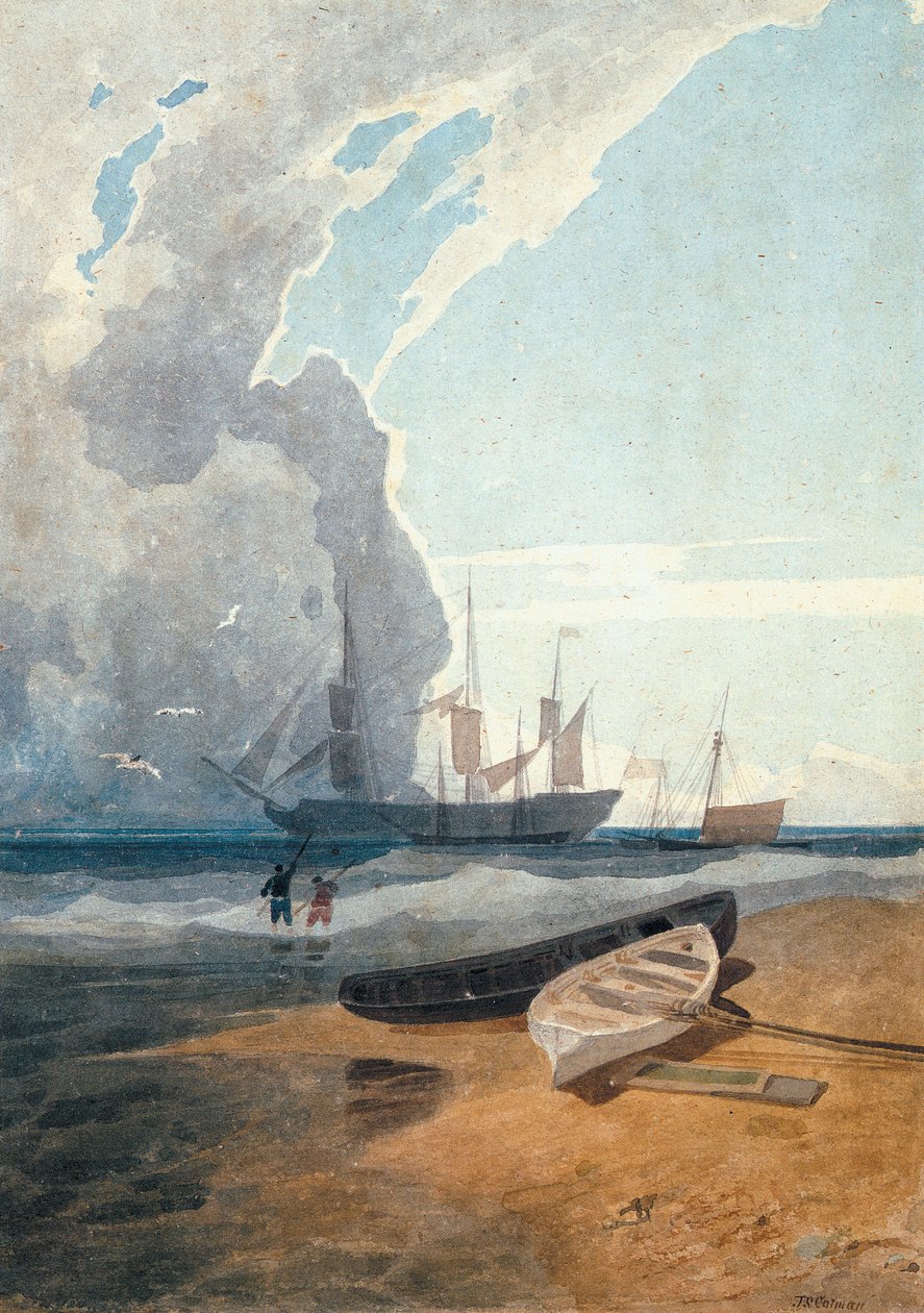 The Mars, Riding at Anchor off Cromer, ca. 1807 (blyant, wc på papir) av John Sell Cotman