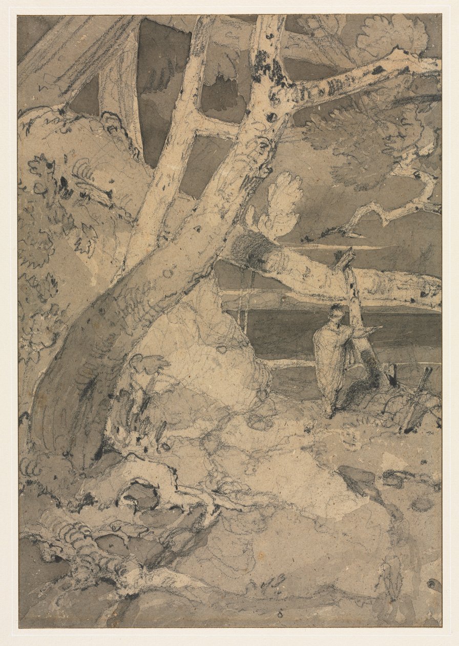 Reisende i et skogslandskap av John Sell Cotman