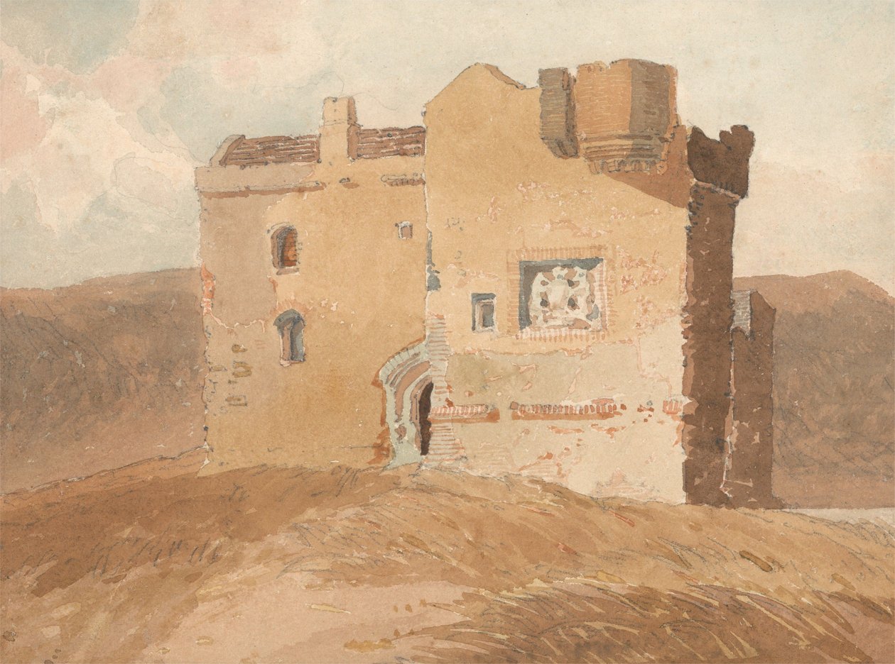 Uidentifisert slott, tidligere kalt Clanbury Castle av John Sell Cotman