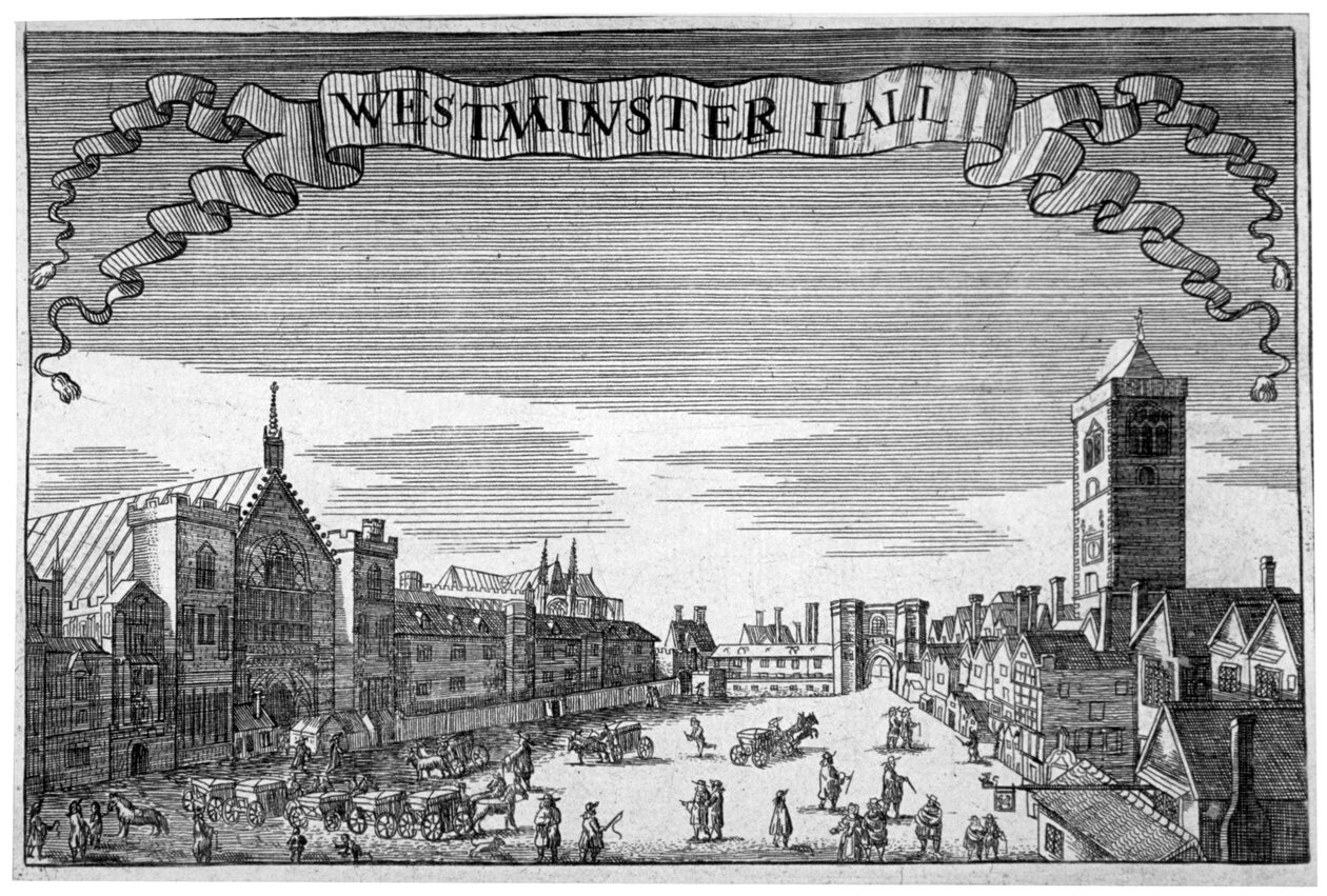 Utsikt over Westminster Hall og New Palace Yard, London, c1648. av John Seller