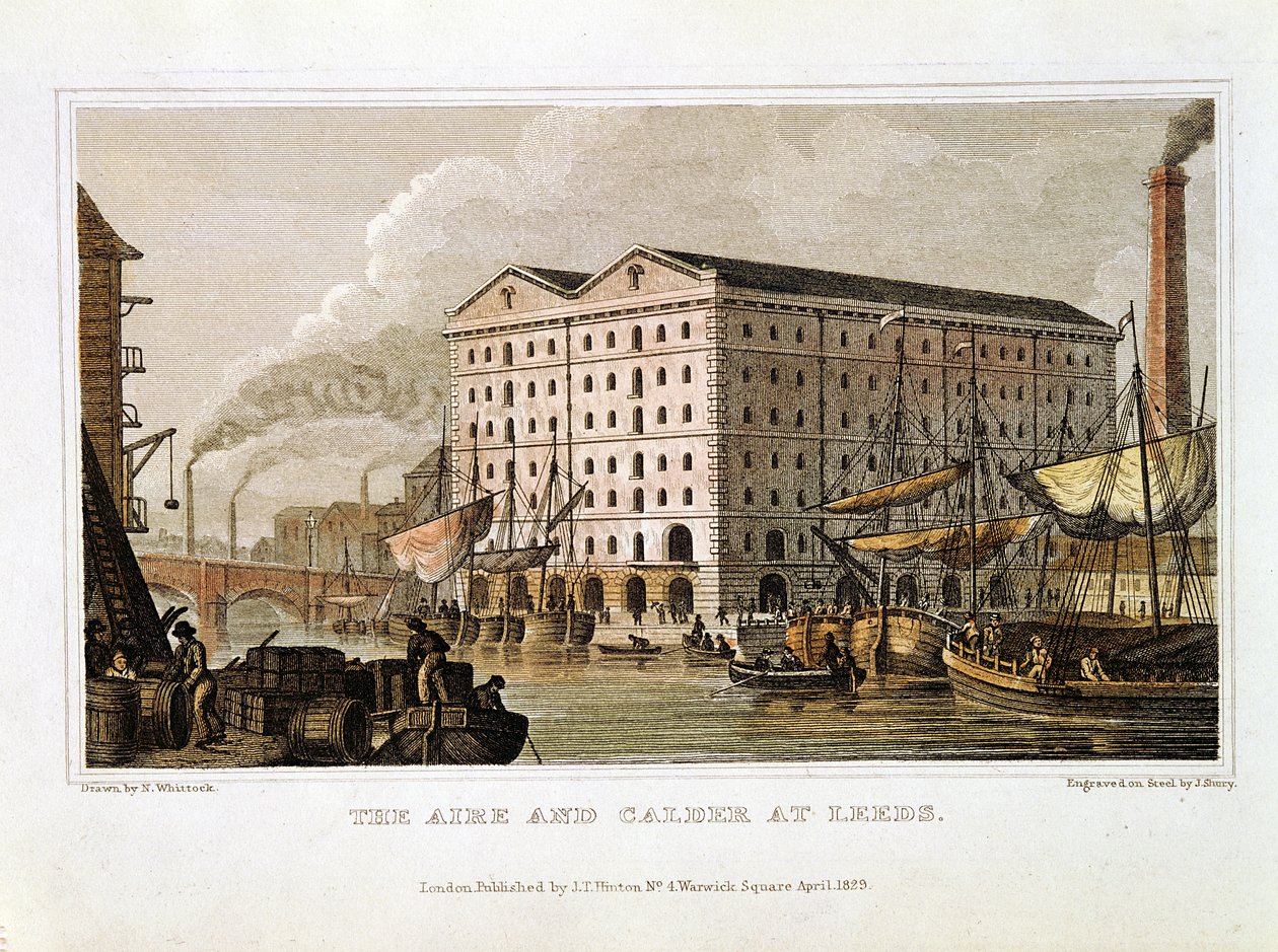 The Aire and Calder Navigation, Leeds, Yorkshire, 1828 av John Shury
