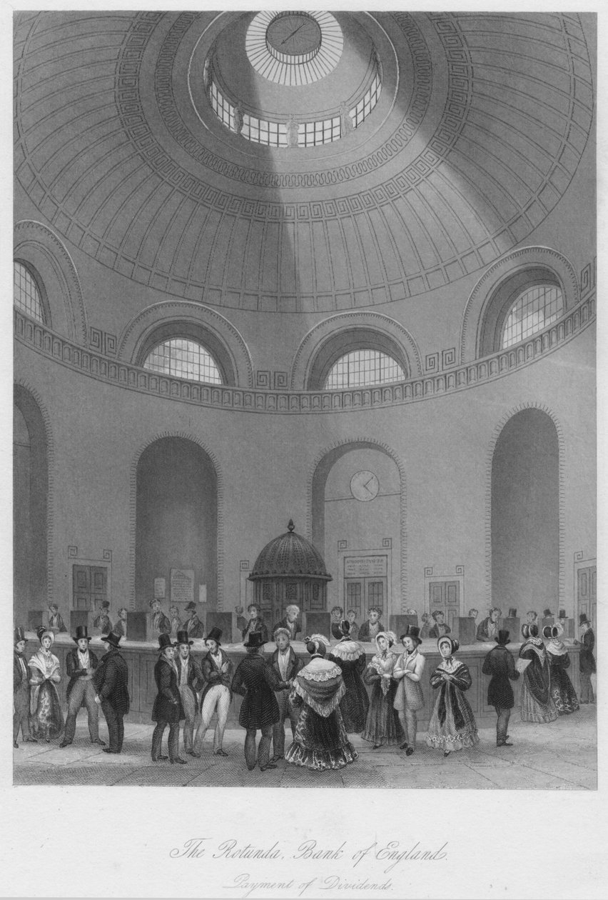 The Rotunda, Bank of England - Betaling av utbytte, c1841 av John Shury