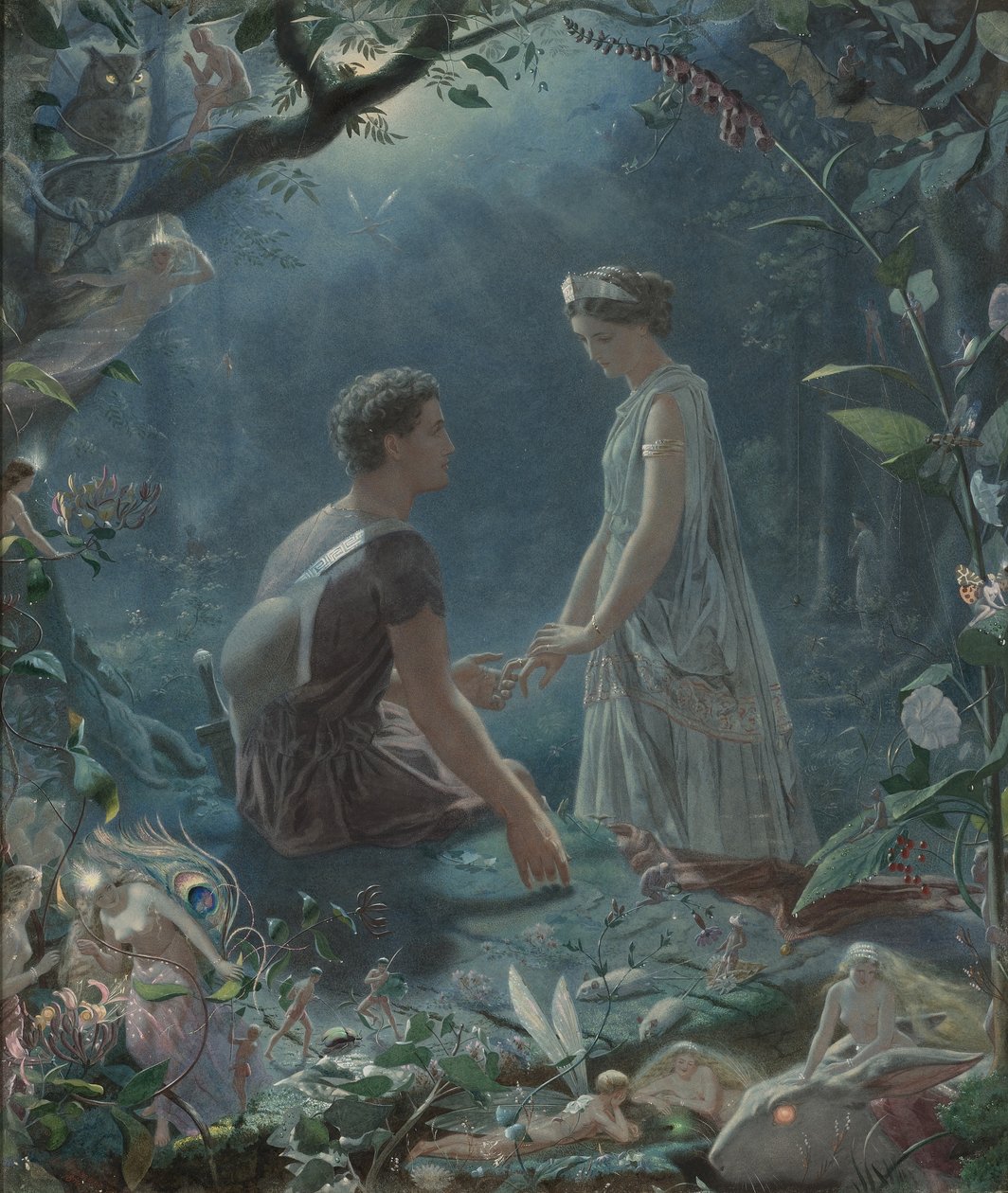 Hermia og Lysander. En midtsommernattsdrøm, 1870 av John Simmons