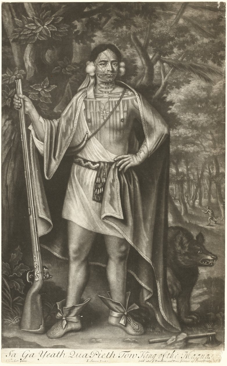 Sa Ga Yeath Qua Pieth Tow, King of the Maquas av John Simon after John Verelst