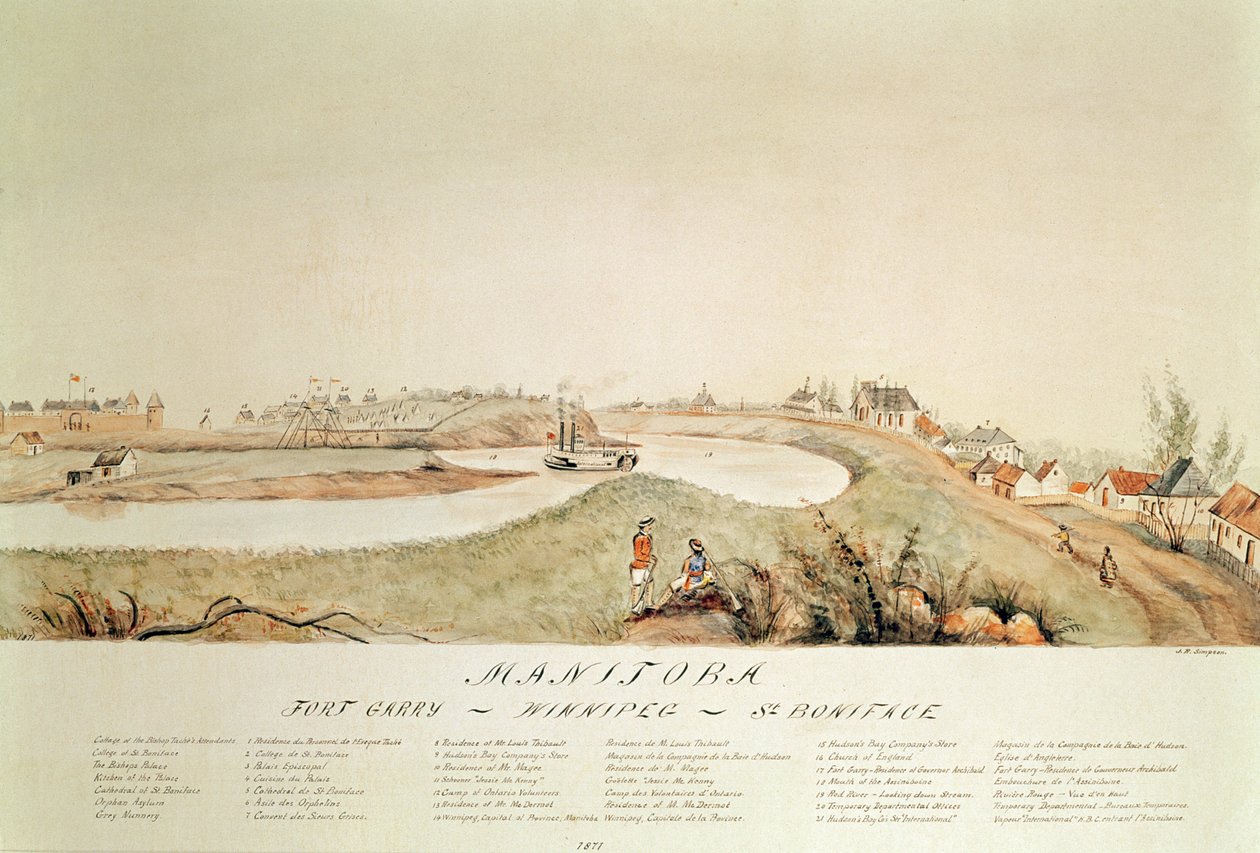 Manitoba, viser en handelsstasjon for Hudson Bay Company, 1871 av John Simpson