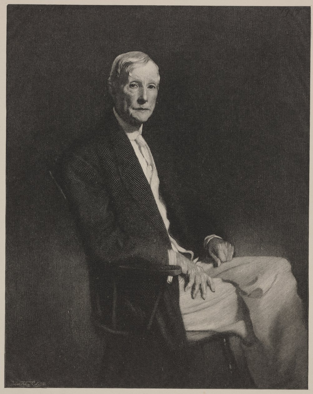 Portrett av John D. Rockefeller, trykk laget av Timothy Cole av John Singer (after) Sargent