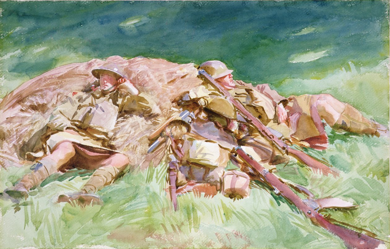 1151 Highlanders hviler ved fronten, 1918 av John Singer Sargent