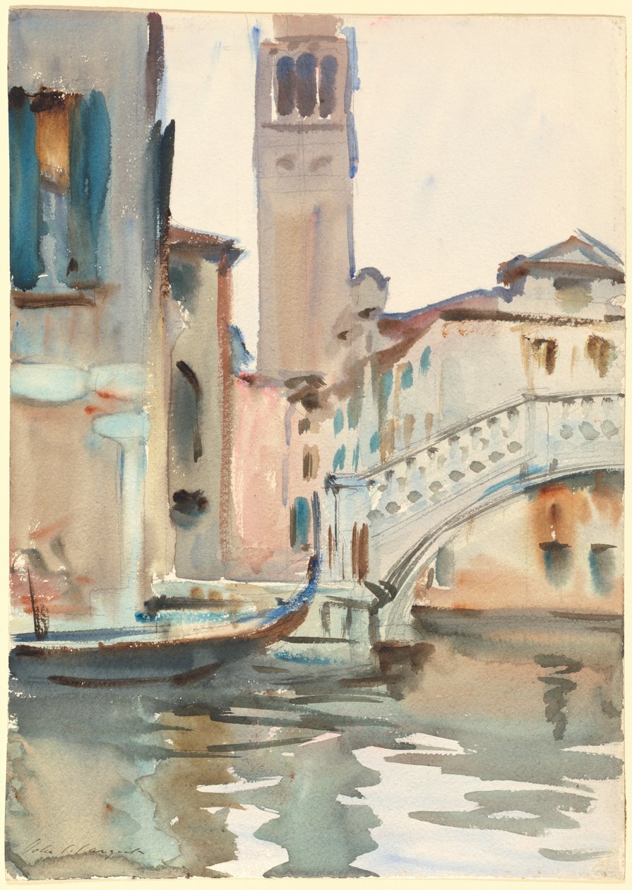 A Bridge and Campanile, Venezia av John Singer Sargent
