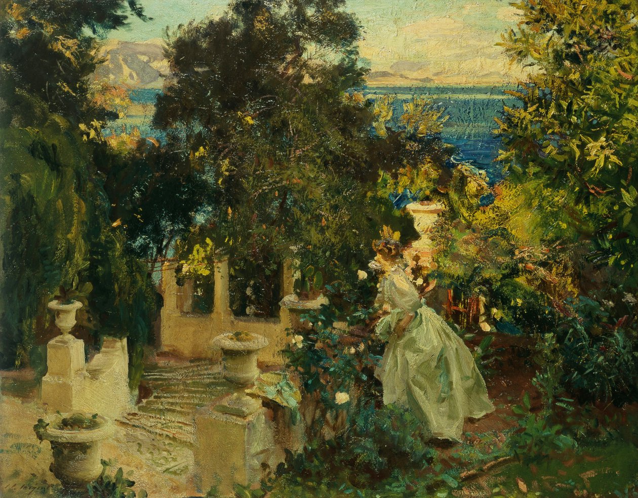 En hage på Korfu, 1909 av John Singer Sargent