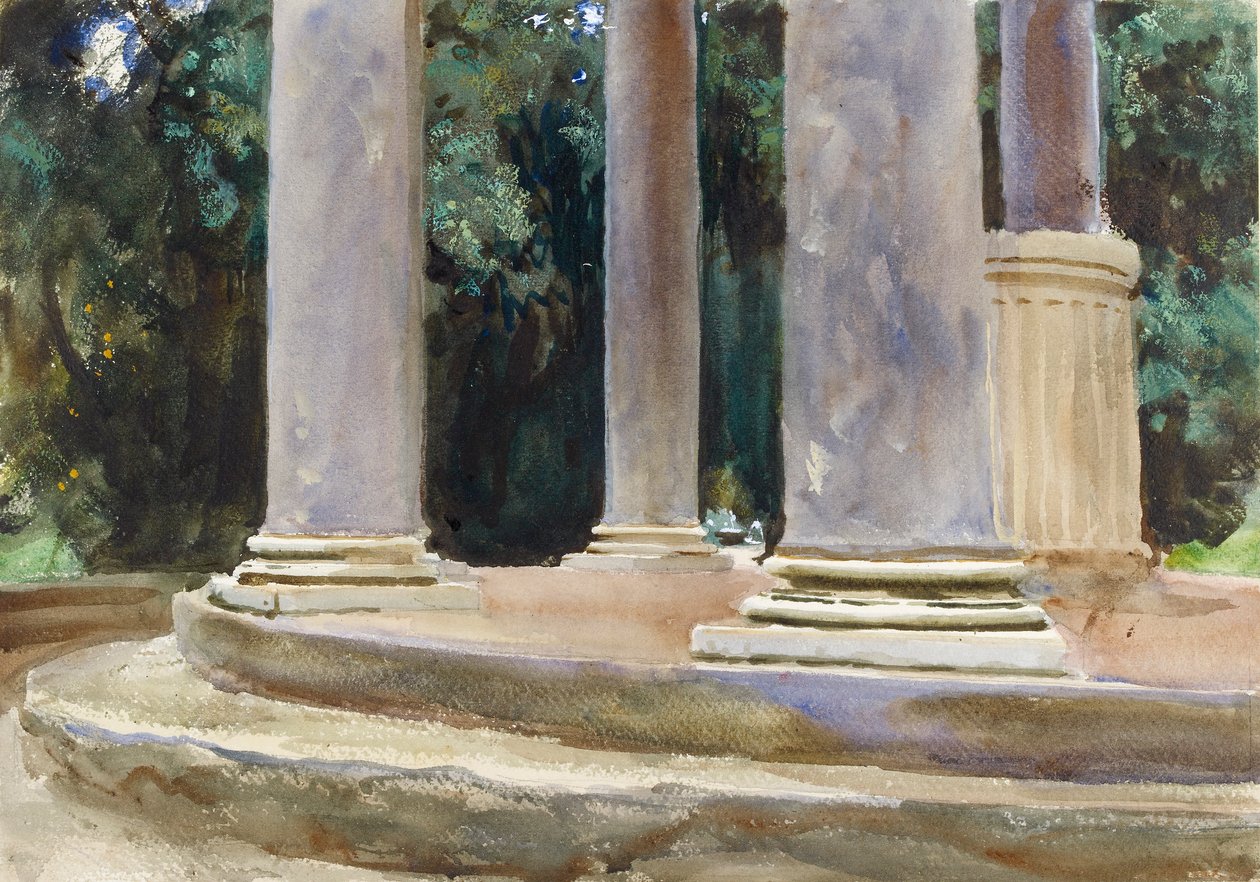 En utsikt mellom kolonnene til en Tempietto, slutten av 1800-tallet av John Singer Sargent