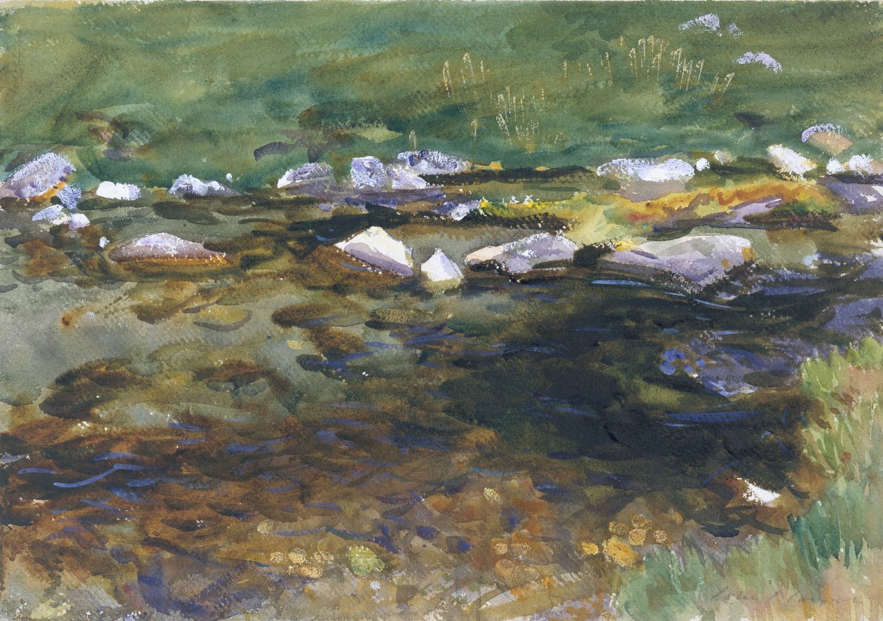 Brook and Meadow, ca. 1907 (wc, gouache og grafitt på hvitt vevd papir) av John Singer Sargent