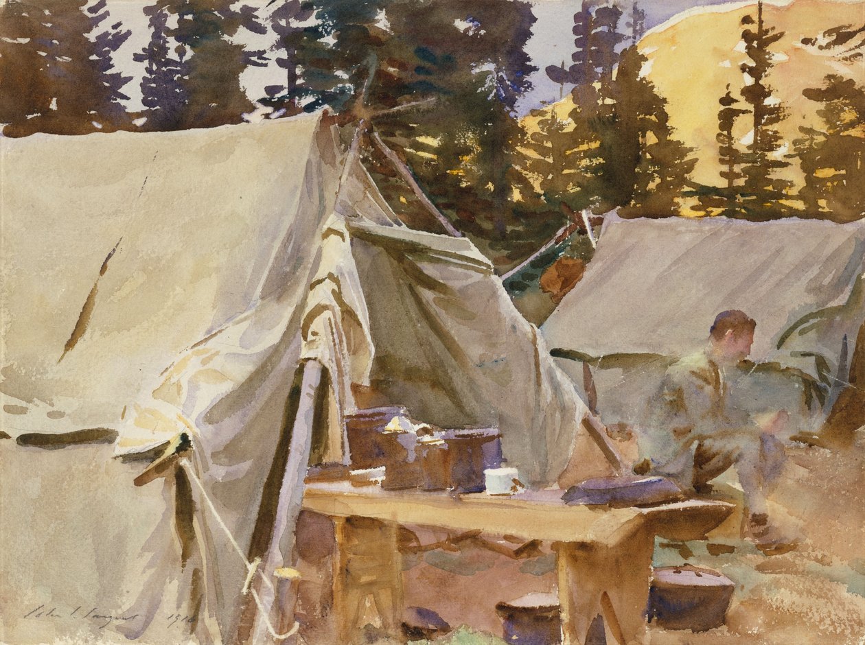 Leir ved Lake O"Hara, 1916 av John Singer Sargent
