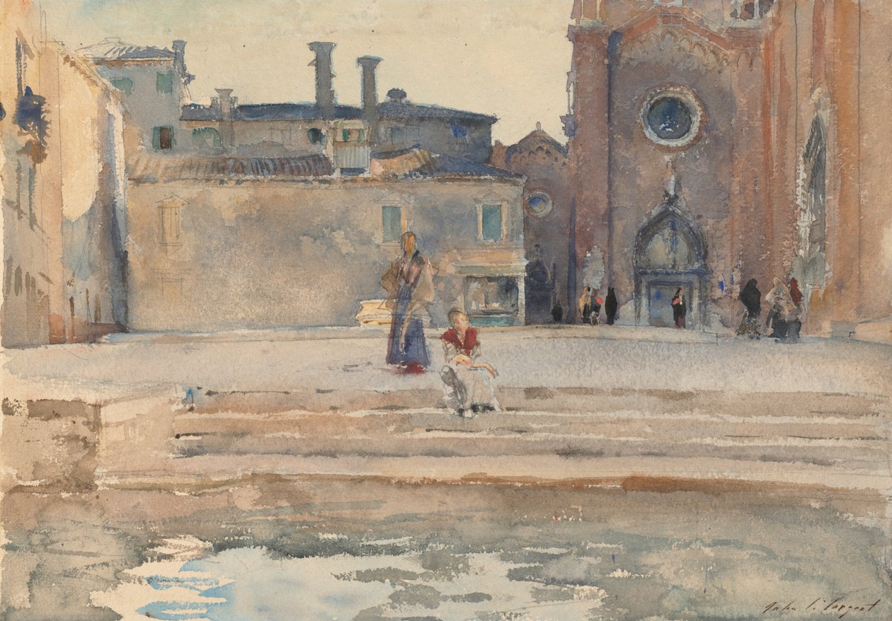 Campo dei Frari, Venezia, ca. 1880. av John Singer Sargent