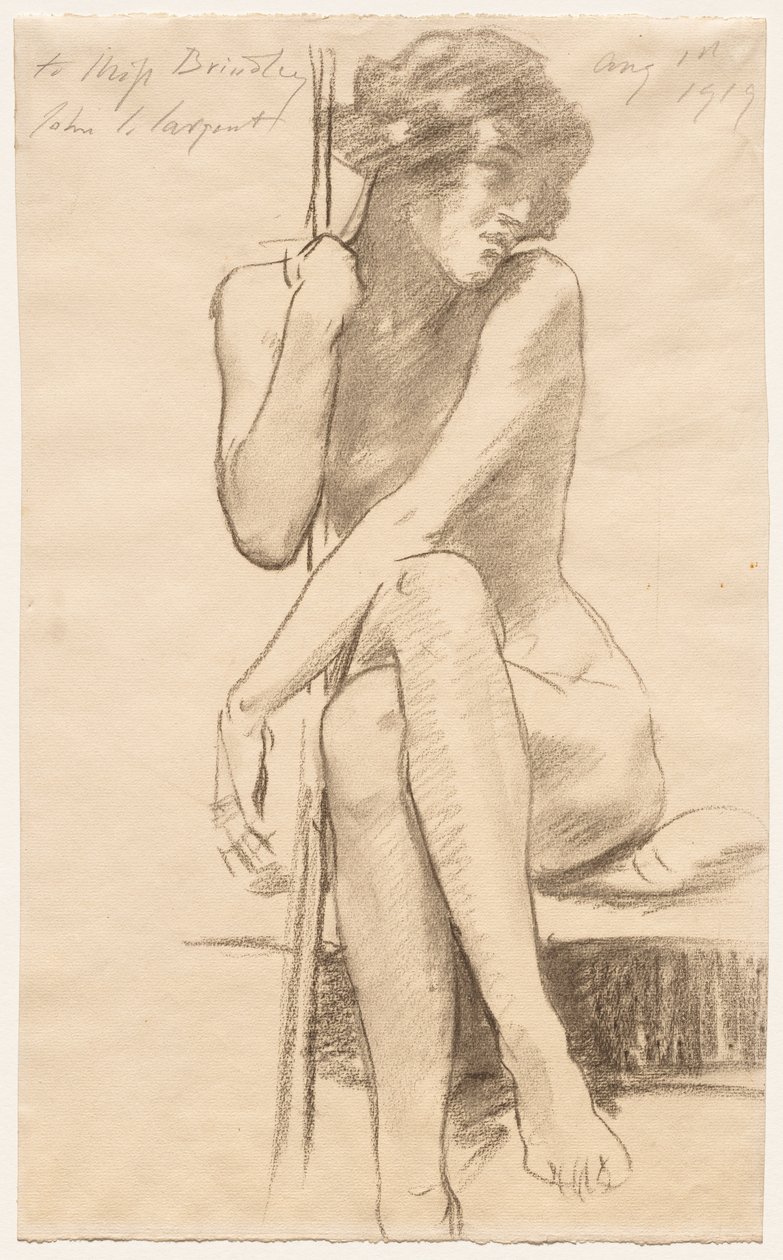 Sittende kvinnelig akt på en lav benk av John Singer Sargent