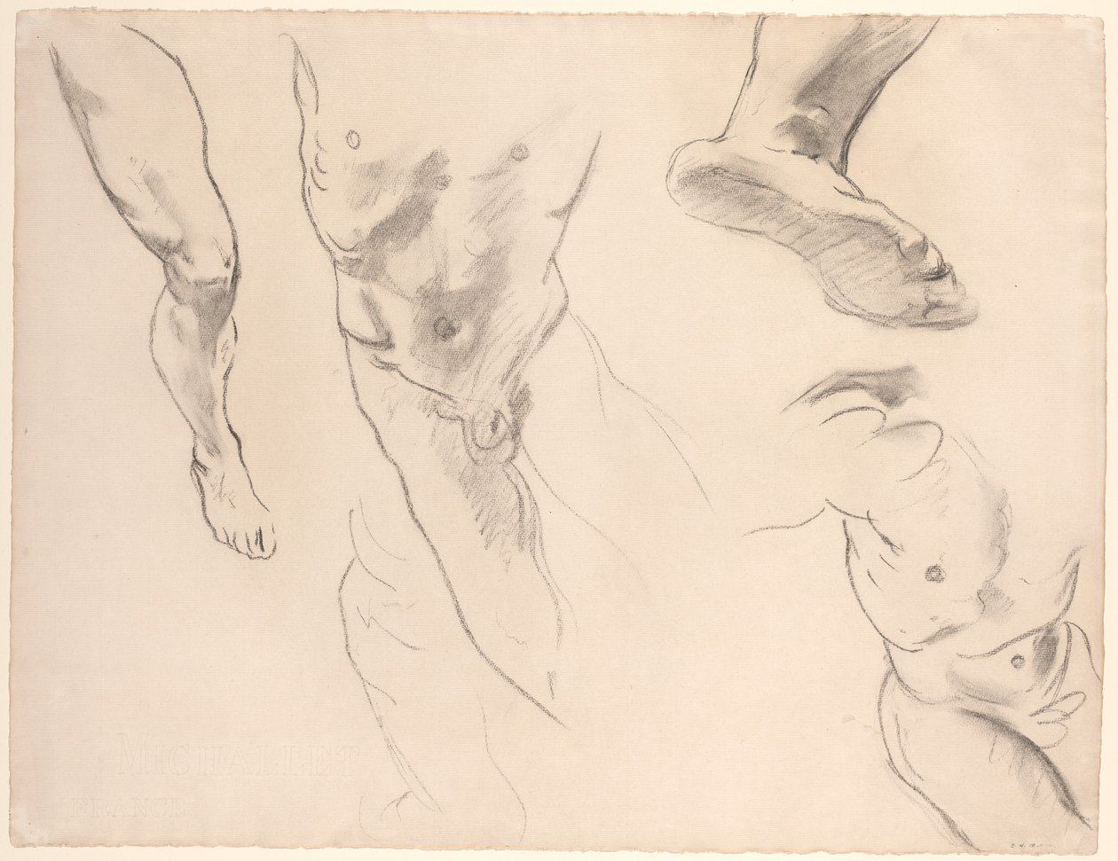 Figurstudier av en naken ungdom, slutten av 1800-begynnelsen av 1900-tallet. av John Singer Sargent