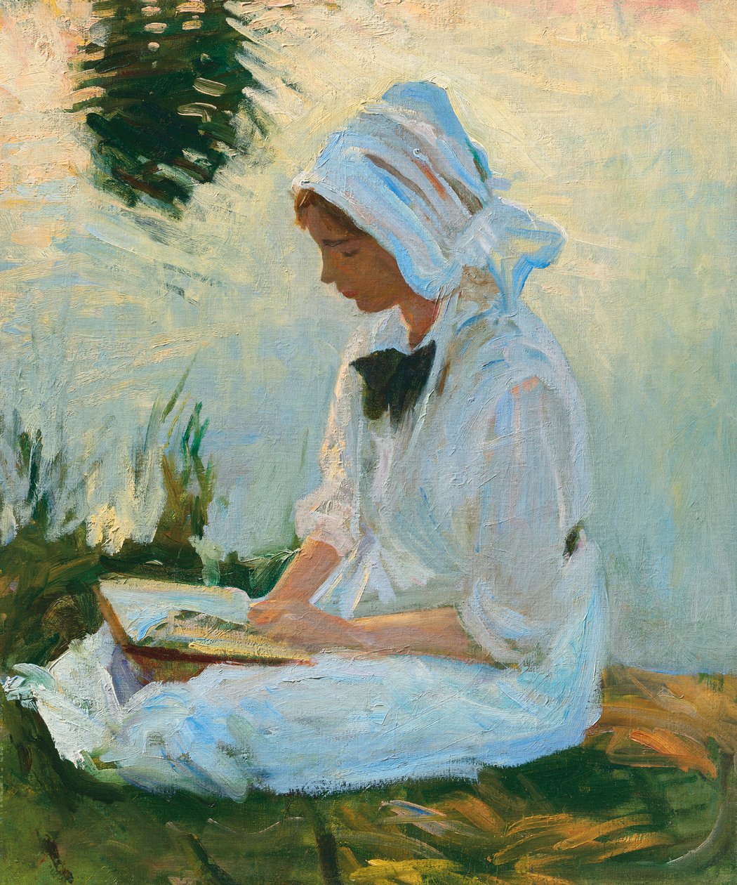Jente som leser ved en bekk, ca. 1888 av John Singer Sargent