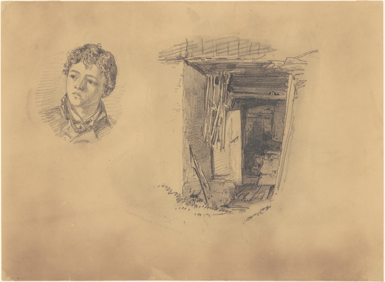 Head of a Boy, and the Entrance to a Shack, 1871. av John Singer Sargent