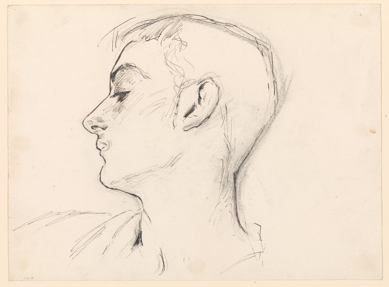 Hode av en ung mann (Albert de Belleroche) i profil av John Singer Sargent