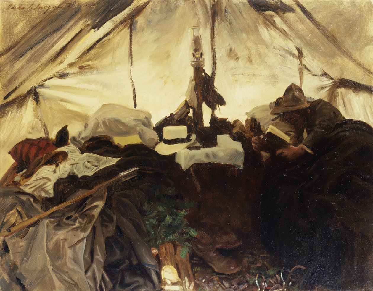 Inside a Tent in the Canadian Rockies, 1916 av John Singer Sargent